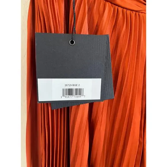 Ieena for Mac Duggal 26729 Satin Pleated Plunge Neck Lace Up Back Gown Size 2 - Picture 8 of 9